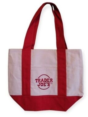 Trader Joe's Mini Canvas Tote Red White NWT Viral Hard To Find